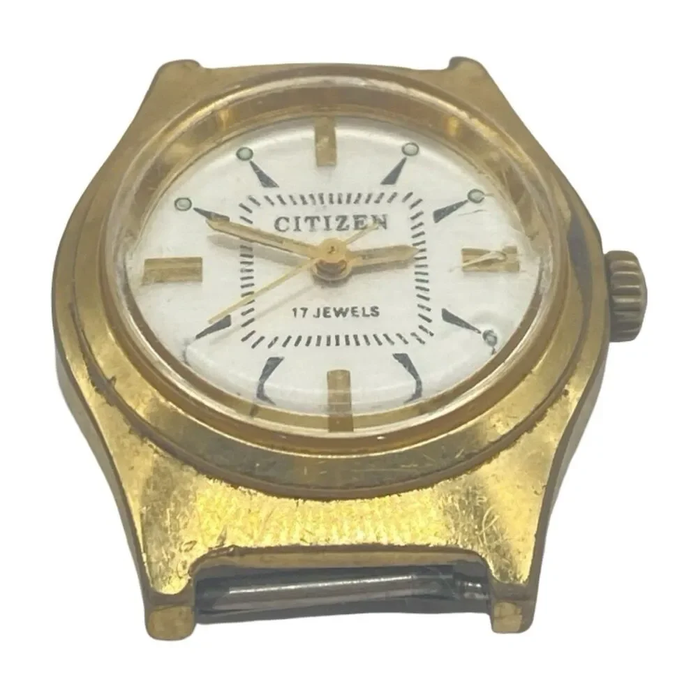Women's Vintage Citizen Watch White Dial Gold Tone Manual Wind Runs 17J C-23A-CX
